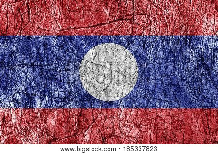 Grudge stone painted Laos flag close up
