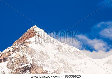 Snow Mountain With Blue Sky At Sikkim , India