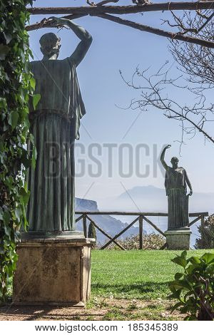 View of the garden of Villa Cimbrone Amalfi Coast Italy Europe to understand a concept of tourism and culture