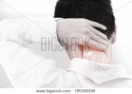neck muscle injury white background neck pain