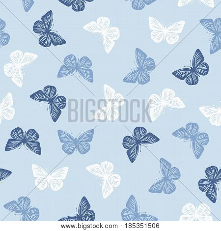 Seamless pattern with colored butterflies. Vector illustration.