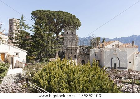 View of Villa Rufolo in Amalfi Coast Salerno Italy to introduce a concept of Tourism