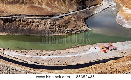 Confluence Of Zanskar And Indus Rivers - Leh, Ladakh, India.