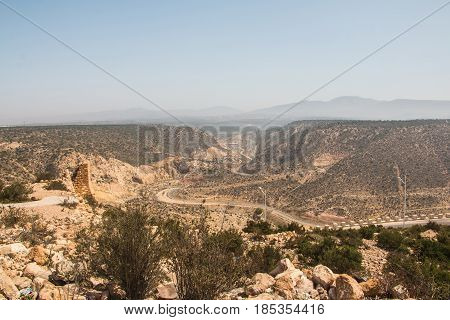 Yellow mountains and beautiful panoramic view in Moricco