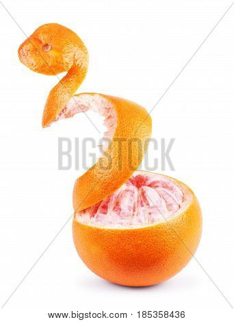 Grapefruit citrus fruit with half isolated on white with clipping path