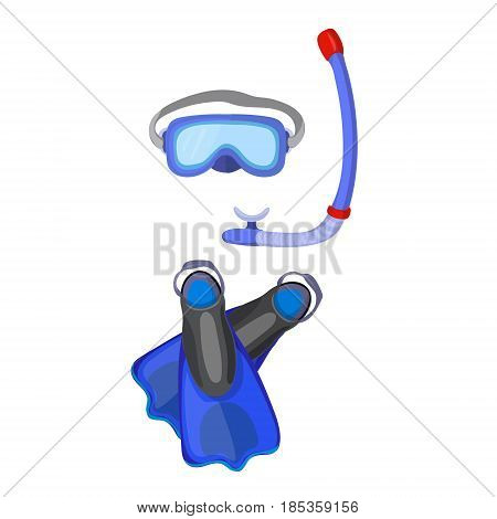 Snorkeling equipment. Diving mask, snorkel and flippers.