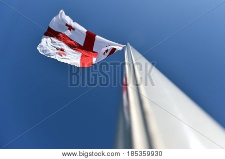 Georgia National Flag Blown By The Wind