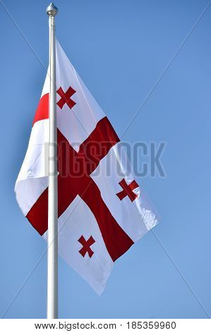 Georgia National Flag Blown By The Wind