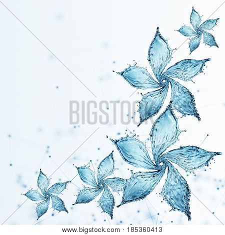 flower made of water splash. 3d rendering