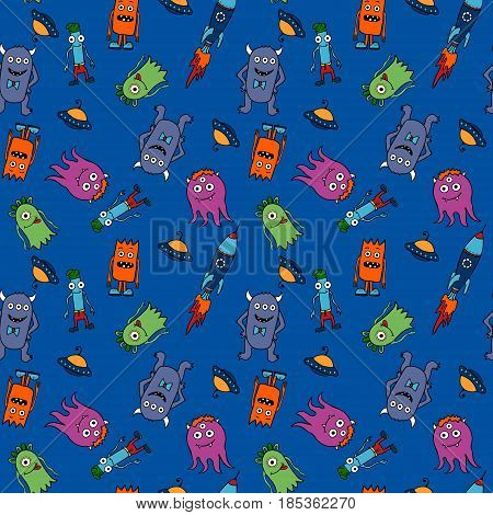 Monsters pattern. Vector illustration. Picture for children.