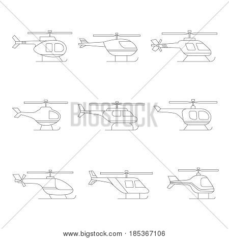 Helicopter outline icon set. Clean and simple design.