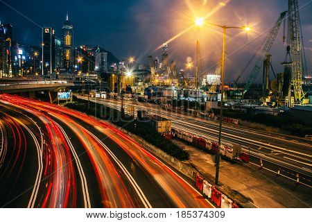 car track at the city night .