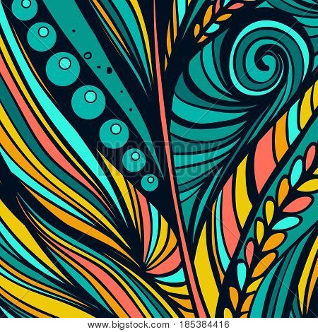 Colorful linear abstract background. Blue and yellow tones