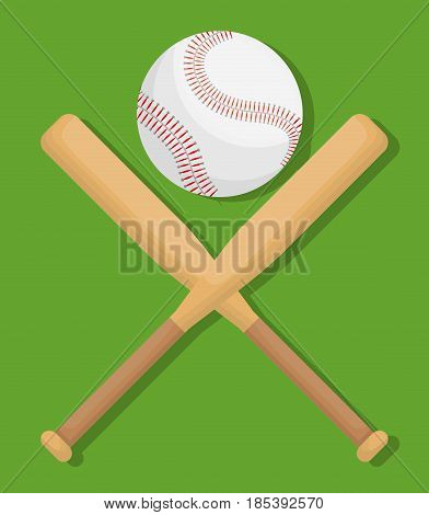 baseball ball and bats icon over green background. colorful design. vector illustration