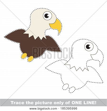 Eagle. Dot to dot educational game for kids, trace only of one line.