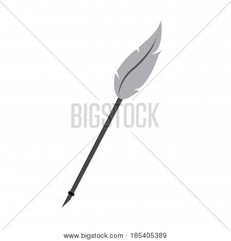 feather pen write utensil vintage image vector illustration