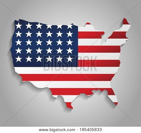 usa country map icon with usa flag colors over gray background. colorful design. vector illustration
