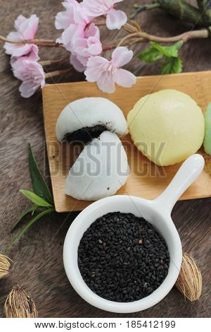 Daifuku Mochi Japanese dessert with black sesame