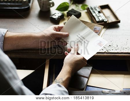 People Hands Holding Envelope Letter Communication