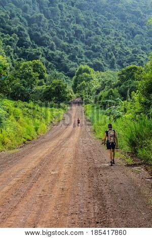Trekking In Dirt Road