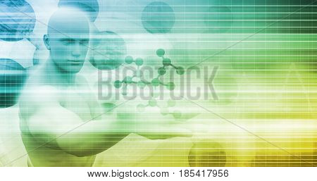 Medical Technology with Scientist Engineer on DNA Background 3D Illustration Render