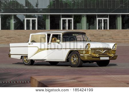 ALMATY KAZAKHSTAN - MAY 7 2017: Soviet retro car GAZ-13 Chayka manufactured since 1959 in Almaty Kazakhstan