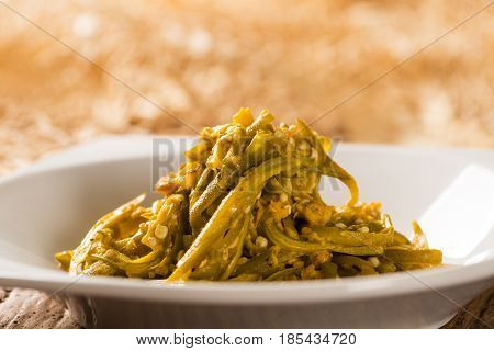 Caruru - Brazilian Food Made From Okra, Onion, Shrimp, Palm Oil And Toasted Peanuts And Cashews. Typ