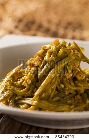 Caruru - Brazilian Food Made From Okra, Onion, Shrimp, Palm Oil And Toasted Peanuts And Cashews. Typ