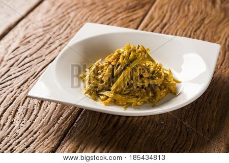 Caruru - Brazilian Food Made From Okra, Onion, Shrimp, Palm Oil And Toasted Peanuts And Cashews. Typ