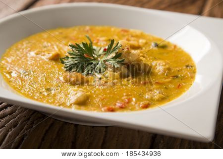 Shrimp Bobo - A Brazilian Dish Of Shrimp In A Pure Of Manioc Meal And Coconut Milk. Bobo De Camarao.