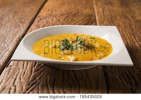 Shrimp Bobo - A Brazilian Dish Of Shrimp In A Pure Of Manioc Meal And Coconut Milk. Bobo De Camarao.