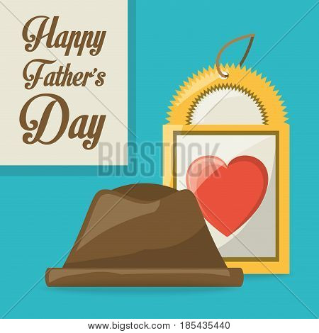 fathes day card with hat and label design, vector illustration