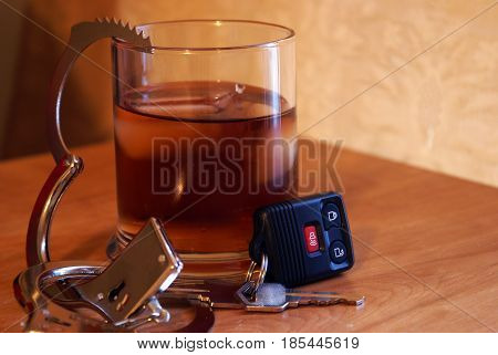 A conceptual image on the subject of drunk drivers and the consequences of such actions.