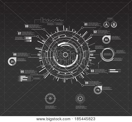infographic elements. Head-up display elements for the web and app. Futuristic user interface. Virtual graphic.