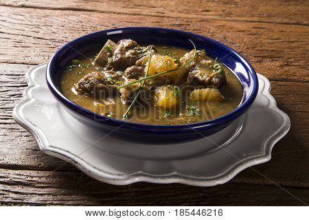 Rustic Stew Meat With Manioc Called Vaca Atolada In Brazil.
