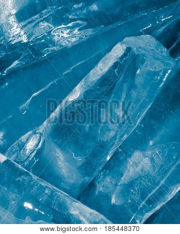abstract background of blue ice . A photo
