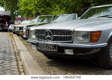 BERLIN - MAY 11: Mercedes-Benz R107 and C107 (in the foreground) 26. Oldtimer-Tage Berlin-Brandenburg May 11 2013 Berlin Germany