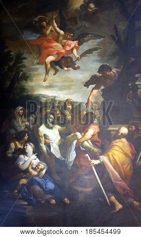 ROME, ITALY - SEPTEMBER 03: Burial of St. Andrew apostle in Basilica di Sant Andrea delle Fratte, Rome, Italy on September 03, 2016.