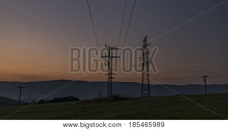 Orange sunset near Milada lake in north Bohemia