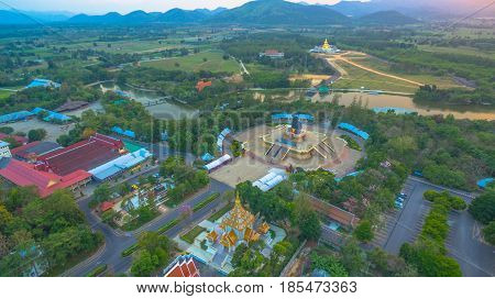 Sunset At Wat Huay Mongkol Temple