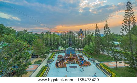 Sunset At Wat Huay Mongkol Temple