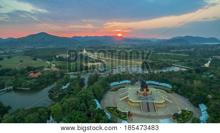 Sunset At Wat Huay Mongkol Temple