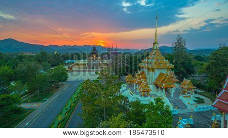 Sunset At Wat Huay Mongkol Temple