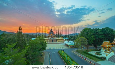 Sunset At Wat Huay Mongkol Temple