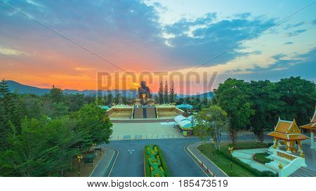 Sunset At Wat Huay Mongkol Temple