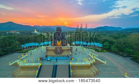 Sunset At Wat Huay Mongkol Temple