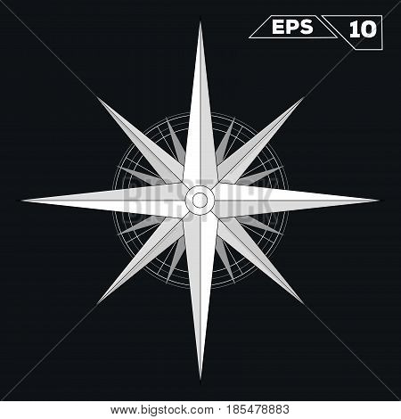 rose wind white flat star minimalist symbol vector illustration