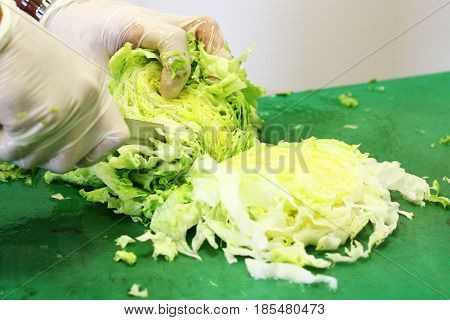 makes fresh salad ontable . greens summer nature