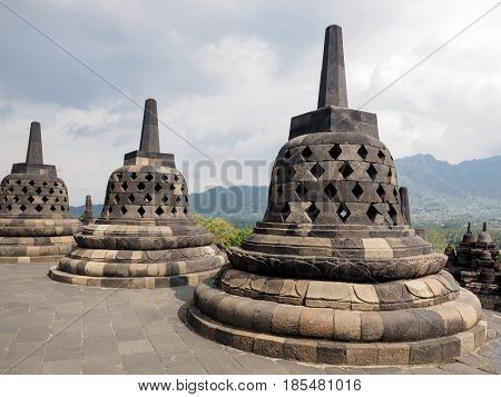 The 9th-century Mahayana Buddhist temple Borobudur Magelang Regency near Yogyakarta Java Island Indonesia .