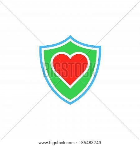 healthcare symbol. shield and heart icon vector solid logo illustration colorful pictogram isolated on white